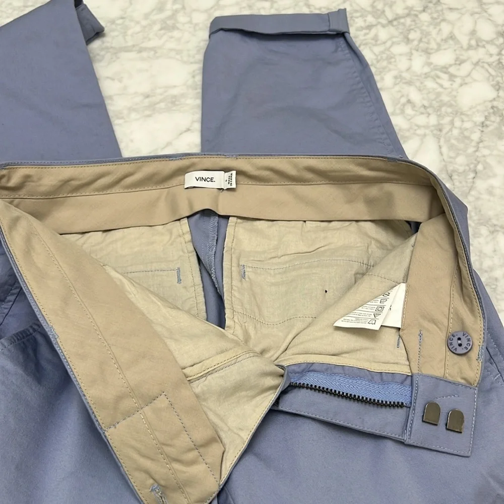 Vince Sky Blue Cotton Flat Front Pant. 0 - Picture 5 of 7